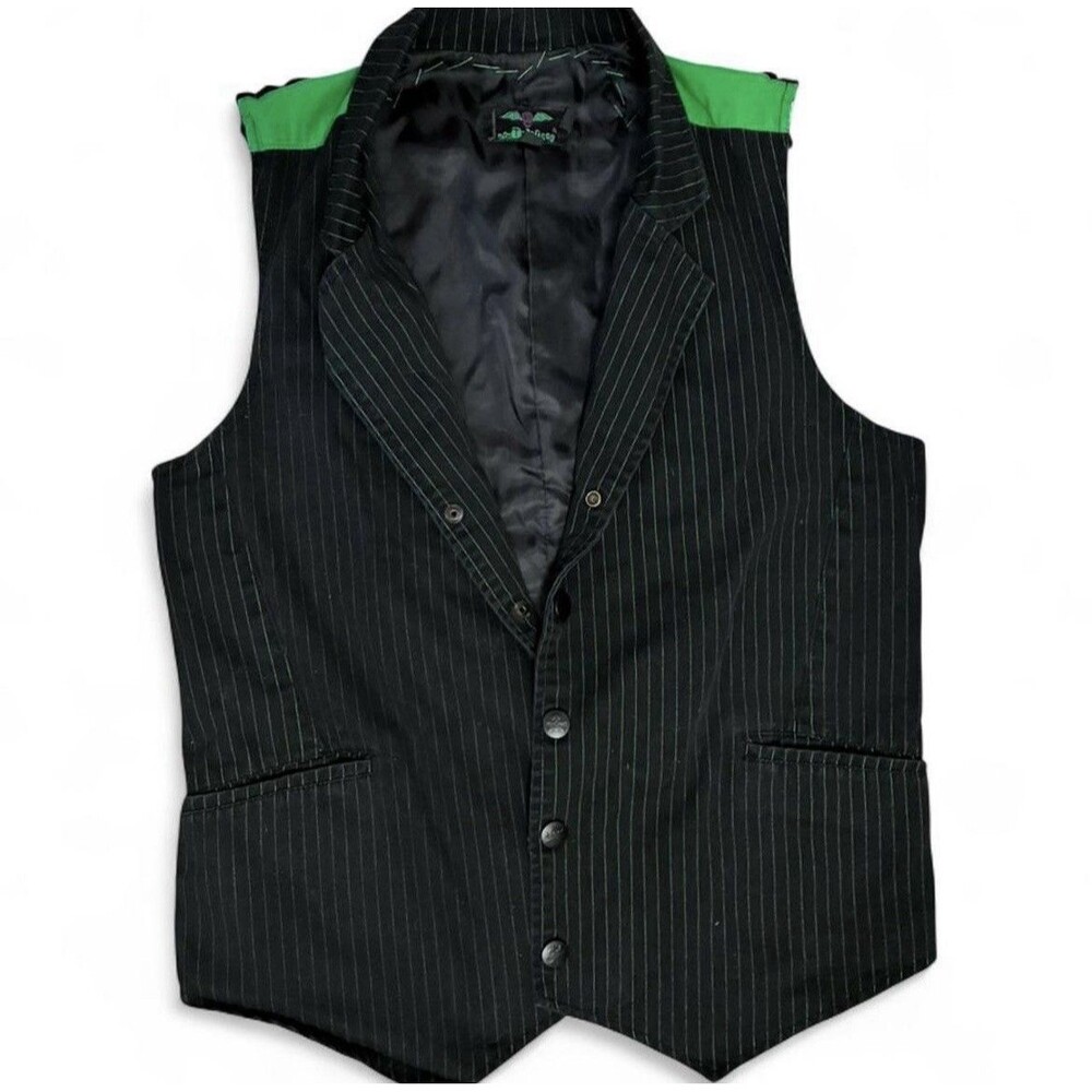 Vintage Tripp NYC Pinstripe Vest CUSTOM hand-sewn skeleton back Forsaken Cosplay